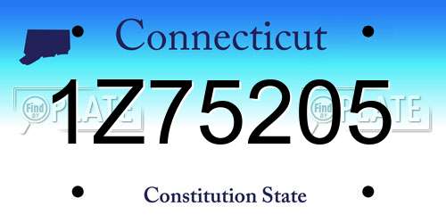 1Z75205 Connecticut License Plate
