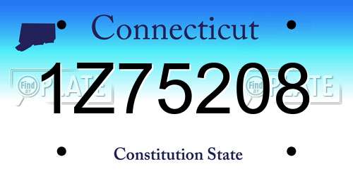 1Z75208 Connecticut License Plate