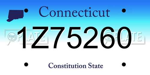 1Z75260 Connecticut License Plate