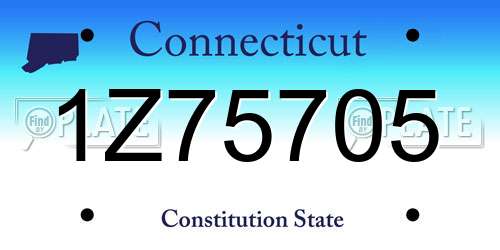 1Z75705 Connecticut License Plate
