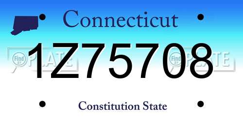 1Z75708 Connecticut License Plate