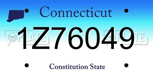 1Z76049 Connecticut License Plate