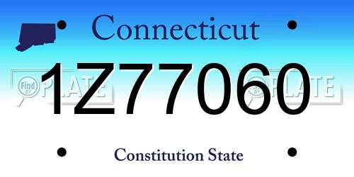 1Z77060 Connecticut License Plate