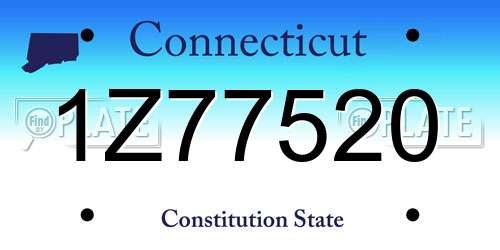 1Z77520 Connecticut License Plate