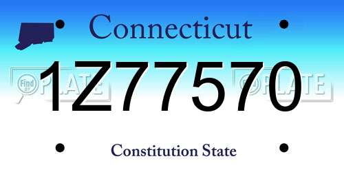 1Z77570 Connecticut License Plate