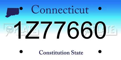 1Z77660 Connecticut License Plate