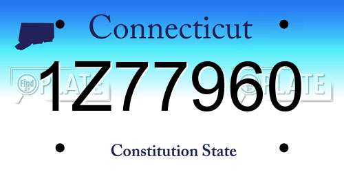 1Z77960 Connecticut License Plate