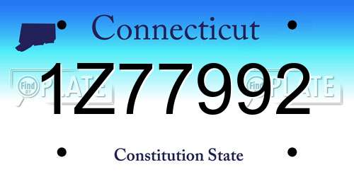 1Z77992 Connecticut License Plate