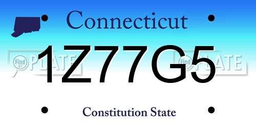 1Z77G5 Connecticut License Plate