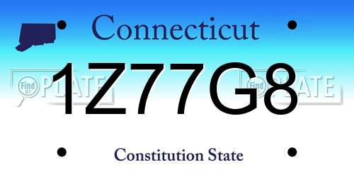 1Z77G8 Connecticut License Plate