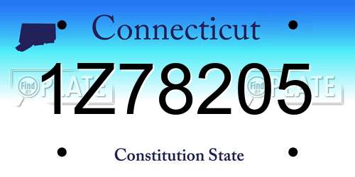 1Z78205 Connecticut License Plate
