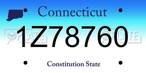 1Z78760 Connecticut License Plate