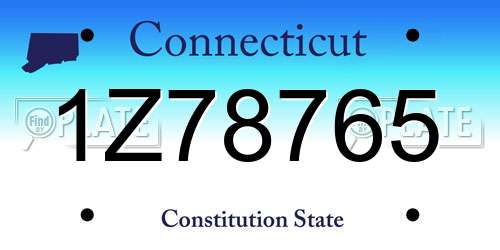 1Z78765 Connecticut License Plate