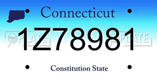 1Z78981 Connecticut License Plate