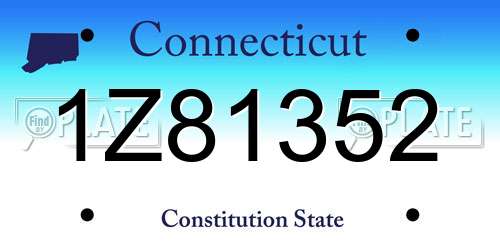 1Z81352 Connecticut License Plate