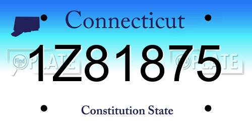 1Z81875 Connecticut License Plate