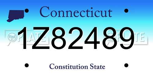 1Z82489 Connecticut License Plate