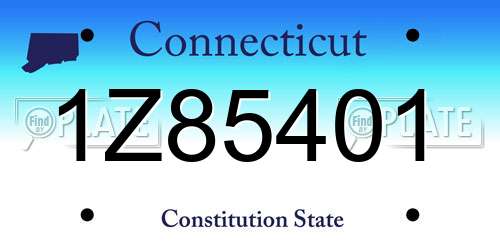 1Z85401 Connecticut License Plate