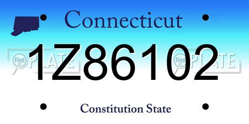 1Z86102 Connecticut License Plate