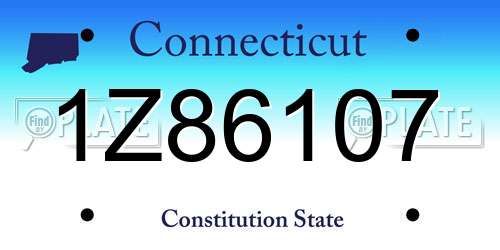 1Z86107 Connecticut License Plate