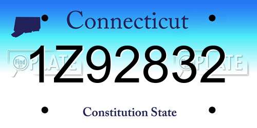 1Z92832 Connecticut License Plate