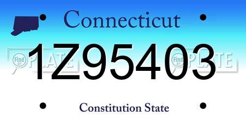 1Z95403 Connecticut License Plate