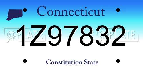 1Z97832 Connecticut License Plate