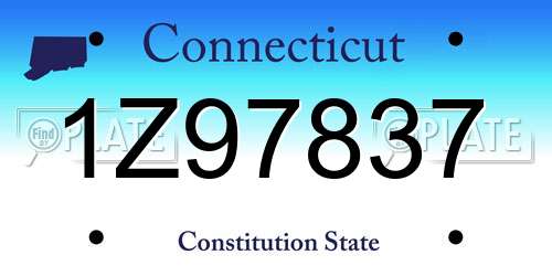 1Z97837 Connecticut License Plate