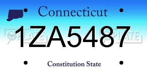 1ZA5487 Connecticut License Plate