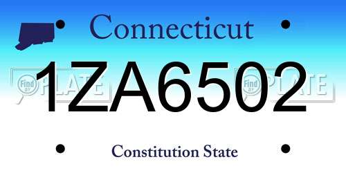 1ZA6502 Connecticut License Plate