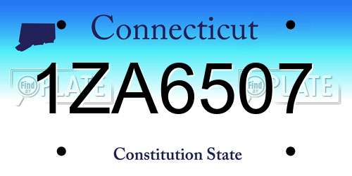 1ZA6507 Connecticut License Plate