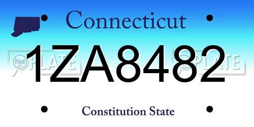 1ZA8482 Connecticut License Plate