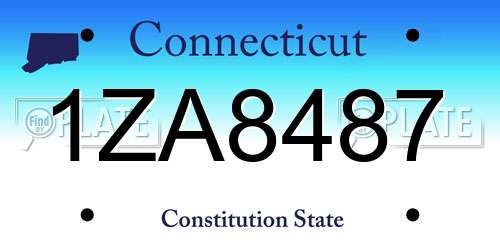 1ZA8487 Connecticut License Plate