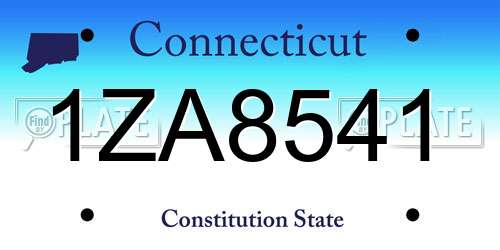 1ZA8541 Connecticut License Plate