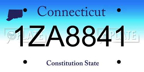 1ZA8841 Connecticut License Plate