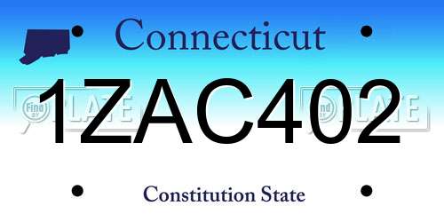 1ZAC402 Connecticut License Plate