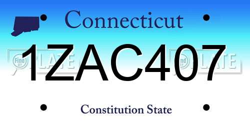 1ZAC407 Connecticut License Plate