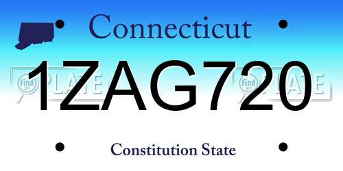 1ZAG720 Connecticut License Plate