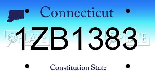 1ZB1383 Connecticut License Plate