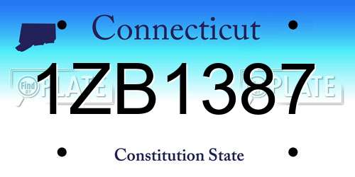 1ZB1387 Connecticut License Plate