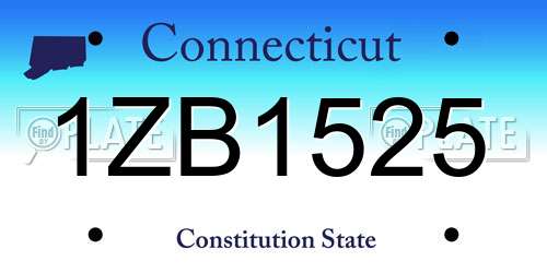 1ZB1525 Connecticut License Plate