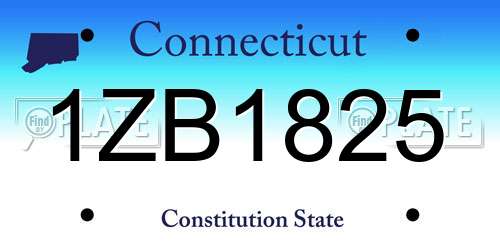 1ZB1825 Connecticut License Plate