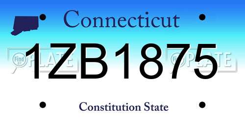 1ZB1875 Connecticut License Plate