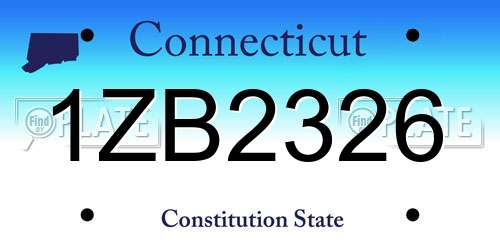 1ZB2326 Connecticut License Plate