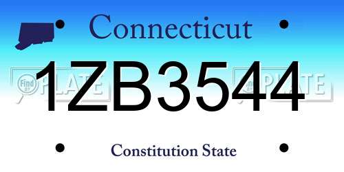 1ZB3544 Connecticut License Plate