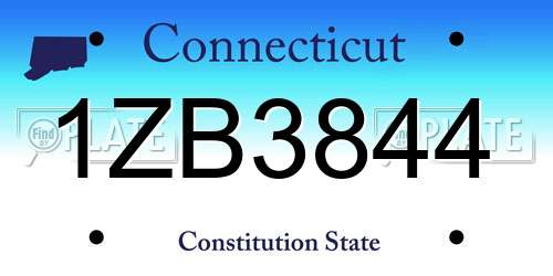 1ZB3844 Connecticut License Plate