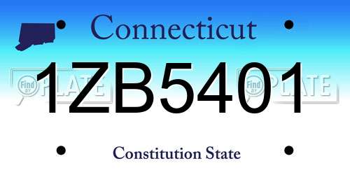 1ZB5401 Connecticut License Plate