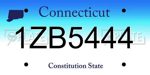 1ZB5444 Connecticut License Plate
