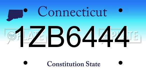 1ZB6444 Connecticut License Plate
