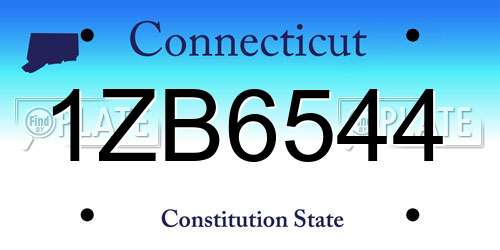 1ZB6544 Connecticut License Plate